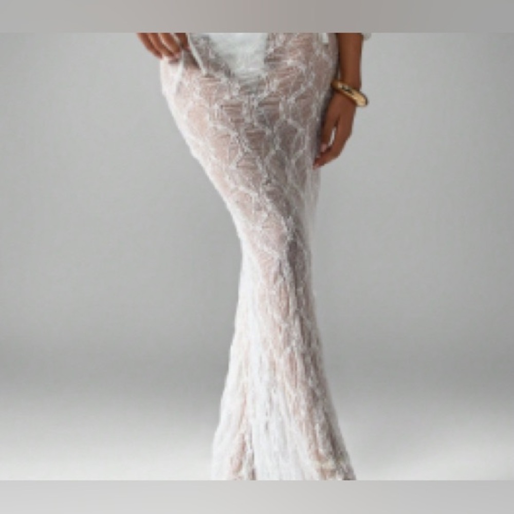 Missguided White Lace Maxi Skirt